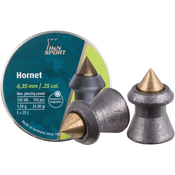 HAENDLER & NATERMANN Hornet .25 Cal 24.38Gr Pointed 150ct Blister Pack Airgun Pellets (HN-92426350003B)