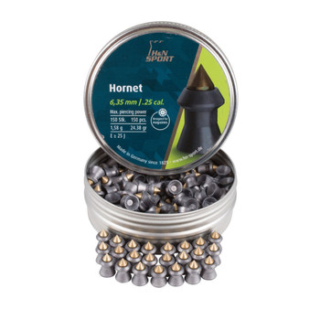 HAENDLER & NATERMANN Hornet .25 Cal 24.38Gr Pointed 150ct Blister Pack Airgun Pellets (HN-92426350003B)