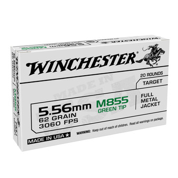 WINCHESTER AMMO USA 5.56x45mm NATO 62gr FMJLC 20 Bx/50 Cs Rifle Ammo (USA855K)