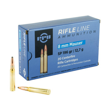 PPU Fits 8mm Mauser 196 Grain Soft Point 20rd Box Rifle Ammo (PP8S)