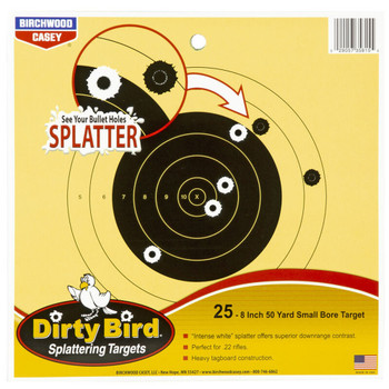 BIRCHWOOD CASEY Dirty Bird 8in 50 Yard Small Bore Reactive Targets, 25-Pack (35815)