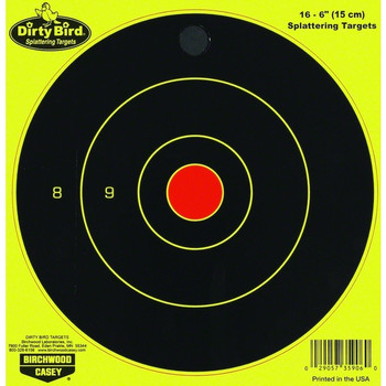 BIRCHWOOD CASEY Dirty Bird 6in Yellow Round Targets, 16-Pack (35906)