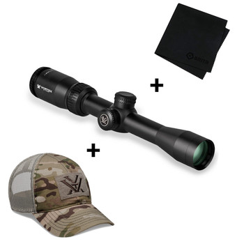 VORTEX Crossfire II 2-7x32mm Dead-Hold-BDC Reticle 1in Riflescope with Multicam Camo Cap and Microfiber Cleaning Cloth (VOR-CF2-31003+120-64-MUL+MF)