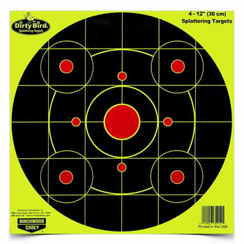 BIRCHWOOD CASEY Dirty Bird 12in Yellow Bull's-Eye Target, 25-Pack (35925)