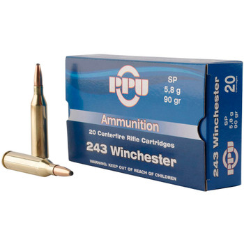 PPU Standard Rifle 243 Win 90gr 20 Bx/10cs Soft Point Ammo (PP2431)