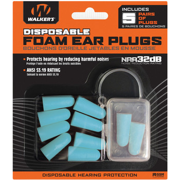 WALKER'S GAME EAR 10pk Blister Teal Foam Ear Plugs (GWP-FP5PK-TL)