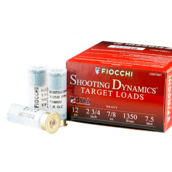 FIOCCHI Target Loads 12ga 2.75in 7/8oz 7.5 Shot 25 Box/10 Case Shells (12SD78H7)