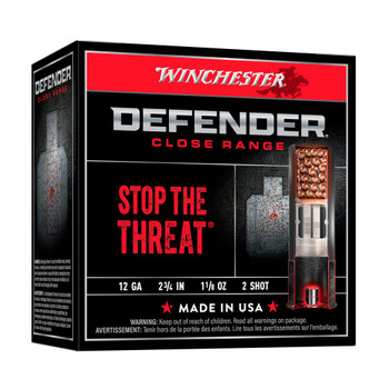 WINCHESTER AMMO Defender 12Ga 2-3/4in #2 Lead 1-1/8oz 25 Bx/10 Cs Close Range Shotshell (S122PD25)