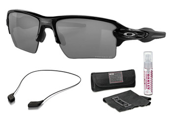 OAKLEY Flak 2.0 XL Polished Black/PRIZM Black Polarized Sunglasses with Lens Cleaning Kit & Leash Kit Large Black (OO918872+07+103)