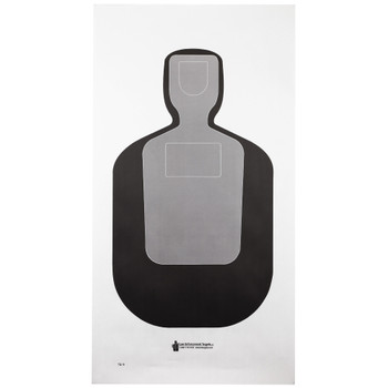 Action Target TQ-19, Standard Qualification Target, 25-Yard Silhouette In Black And Gray, 24"x45", 100 Per Box TQ-19-100