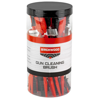 Birchwood Casey Dual End Cleaning Brushes, Double End Nylon, Ergonomic Handle Design, Red, 25 Pieces BC-NYLBRSH-25PK