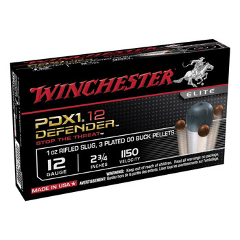 WINCHESTER PDX1 Defender 12Ga 2.75in 1oz Slug & 00 Buck Combo Ammo 10 Round Box (S12PDX1)