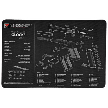 TekMat Pistol Mat For Glock Gen 4, 11"x17", Black, Includes Small Microfiber TekTowel, Packed In Tube TEK-R17-GLOCK-G4