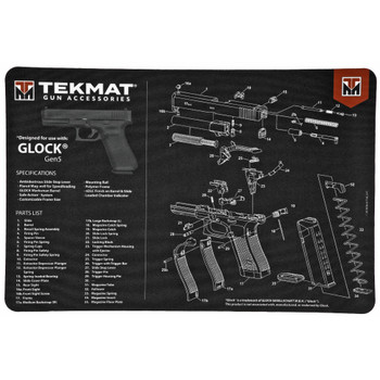 TekMat Pistol Mat For Glock Gen 5, 11"x17", Black, Includes Small Microfiber TekTowel, Packed In Tube TEK-R17-GLOCK-G5