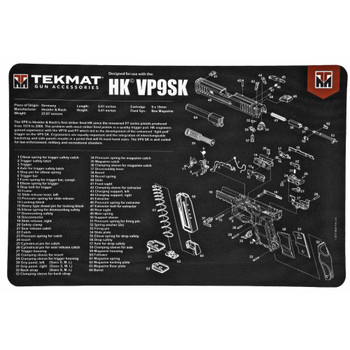 TekMat Pistol Mat For Heckler & Koch VP9SK, 11"x17", Black, Includes Small Microfiber TekTowel, Packed In Tube TEK-R17-HK-VP9SK