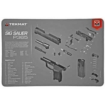 TekMat Sig P365 Pistol Mat, 11"x17", Black, Includes Small Microfiber TekTowel, Packed in Tube TEK-R17-SIGP365