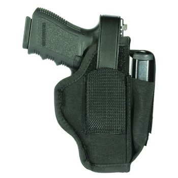 BLACKHAWK Multi-Use Belt Holster, Fits 4.5"-5" Large Autos with Magazine Pouch, Ambidextrous, Black 40AM03BK