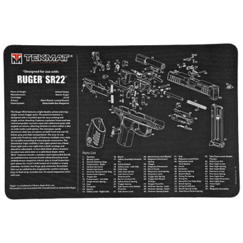 TekMat Ruger SR22 Pistol Mat, 11"x17", Black, Includes Small Microfiber TekTowel, Packed In Tube TEK-R17-RUGERSR22