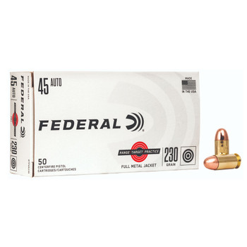 FEDERAL Range Target Practice 45 ACP 230 gr FMJ 50rd/Box Handgun Ammo (RTP45230)