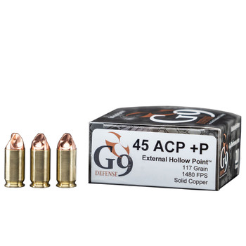 G9 AMMO 45 ACP +P 117gr Solid Copper External Hollow Point 20ct Box Ammo (45ACP-P-117)