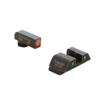 AmeriGlo Trooper, Sight, Fits Glock 42 and 43, Green Tritium with Orange Outline Front, Green Tritium Black Serrated Rear GL-823