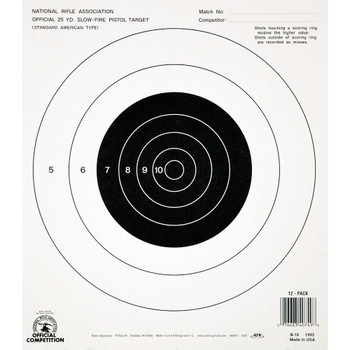 Champion Traps & Targets NRA B16 Target, 25 Yard Pistol, Slow Fire, 100 Pack 40722