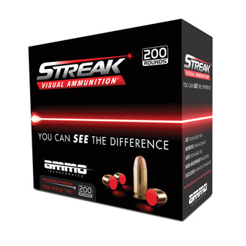 AMMO INC Streak 9mm 124Gr TMJ 200rd Box Ammo (9124TMC-STRK-RED-200)