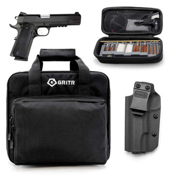SDS IMPORTS 1911 Duty .45 ACP 5in 8rd Semi-Automatic Pistol with Gritr 1911 IWB Left Hand Kydex Holster, Gritr Multi-Caliber Cleaning Kit and Gritr Soft Pistol Case