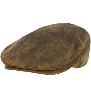 OUTBACK TRADING Leather Ascot Brown Cap (14834-BRN)