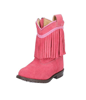 SMOKY MOUNTAIN BOOTS Girls Hopalong Pink Suede Western Boots (3574T)