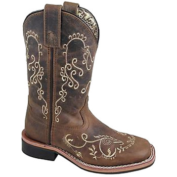 SMOKY MOUNTAIN BOOTS Girls Marilyn Brown Waxed Distress Western Boots (3845)