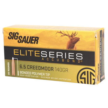 SIG SAUER Elite Hunting 6.5 Creedmoor 140Gr Nosler AccuBond Box/20 Ammo (E65CMAB140-20)