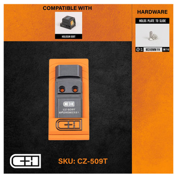 C&H Precision Weapons CHP Adapter Plate, Converts the CZ P-10 Optic Ready to the Holosun 509T, Anodized Finish, Black, Includes Mounting Hardware CZ-509T