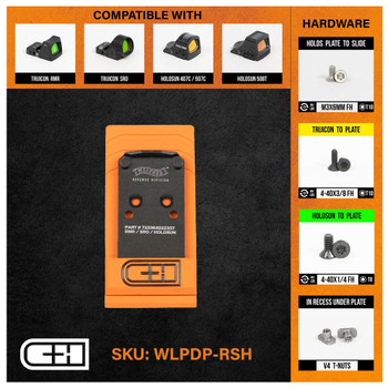 C&H Precision Weapons CHP Adapter Plate, Converts the Walther PDP 1.0/PPQ (Q4/Q5) to the Trijicon RMR/SRO, Holosun 407C/507C/508C/508T, Anodized Finish, Black, Includes Mounting Hardware WLPDP-RSH