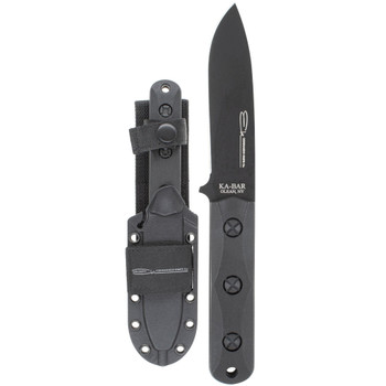 KABAR EK Short Drop Point, Elk Commando, Fixed Blade Knife, Black, 1095 Cro-Van, 4.3125", Ultramid Handle, Black, Includes Celcon Sheath EK51