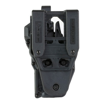 Rapid Force Rapid Force Duty Holster, Outside the Waistband Holster, Level 3 Retention, Fits Glock 19/19X/32/38/23 (Will Not Fit Gen 5 G23) with Red Dot Sight, Mid Ride, Right Hand, Basket Weave Finish, Polymer, Black RFS-0601-R-BB-5-D