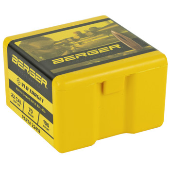 Berger Bullets VLD Target, .224 Diameter, 22 Caliber, 70 Grain, Boat Tail Hollow Point, 100 Count 22418