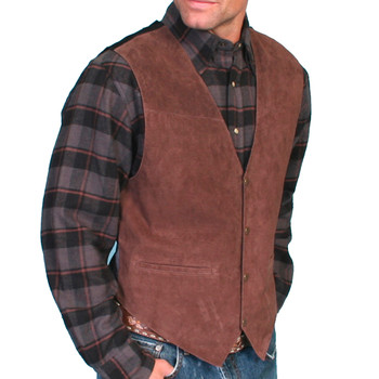 SCULLY Mens Expresso Boar Suede Vest (504-67)