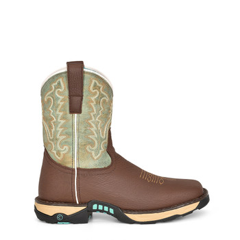 CORRAL Ladies Farm and Ranch Square Chocolate Hydro Resist/Mint Top Boots (W5002)