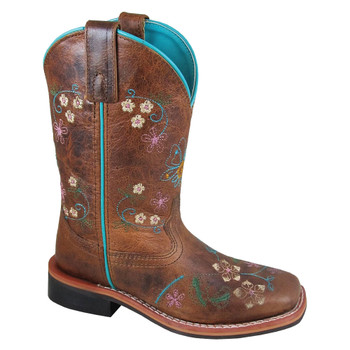 SMOKY MOUNTAIN BOOTS Girls Floralie Brown Leather Cowboy Boots (3841)