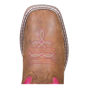 SMOKY MOUNTAIN BOOTS Girls Tracie Brown /Pink Distress Leather Cowboy Boots (3920)