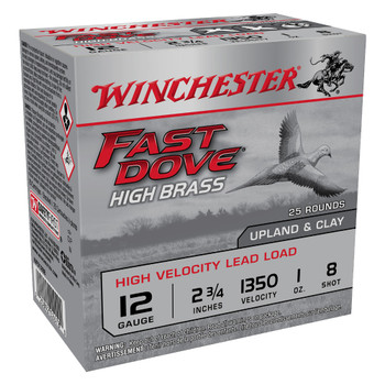 WINCHESTER AMMO Fast Dove High Brass 12 Gauge 2-3/4in 8 Shot 25rd Shotgun Ammo (WFD128B)