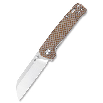QSP Penguin Brown Texture Micarta Copper Washer Pocket Knife (QS130-A-Penguin)