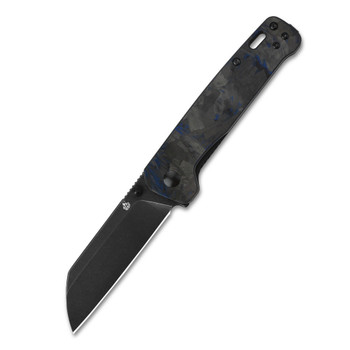 QSP Penguin Blue Shredded CF Overlay G10 Copper Washer Pocket Knife (QS130-UBL-Penguin)