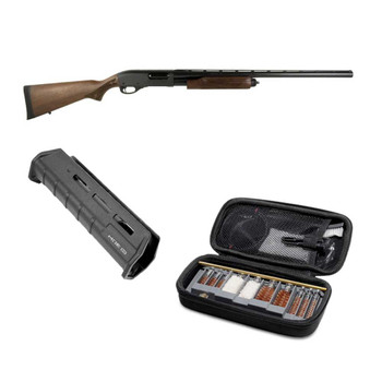 REMINGTON ARMS 870 Fieldmaster 12 Gauge 26in Vent Rib 4rd Pump-Action Shotgun with MAGPUL MOE M-LOK Remington 870 Black Forend and GRITR Multi-Caliber Gun Cleaning Kit