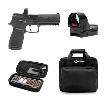SIG SAUER P320 Full Size RXZP 9mm Luger 4.7in 2x17rd Mags Pistol with GRITR Caracara 3.0 MOA Single Red Dot Reticle Reflex Sight, GRITR Multi-Caliber Gun Cleaning Kit and GRITR Soft Black Pistol Case