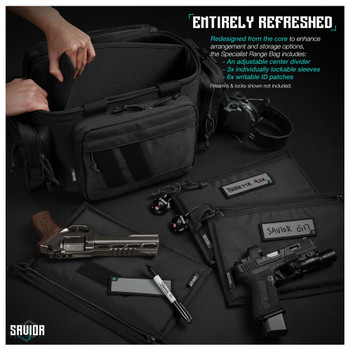SAVIOR EQUIPMENT Specialist Series Obsidian Black Semi Hard Triple Pistol Range Bag (RA-3GUN-WS-BK)