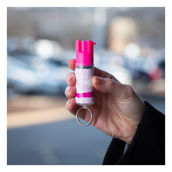 SABRE Pink Abstract 25 Bursts Pepper Spray with Key Ring (KR-NBCF-02)