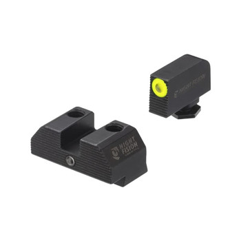 NIGHT FISION Accur8 Glock 42/43/43x Yellow Front Ring Black Ring One-Dot Rear Night Sight Set (GLK-003-015-YGZG)