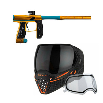 EMPIRE Axe 2.0 Dust Orange/Dust Aqua C4 Paintball Marker With EVS Black/Orange Paintball Mask with Thermal Ninja/Thermal Clear Lenses